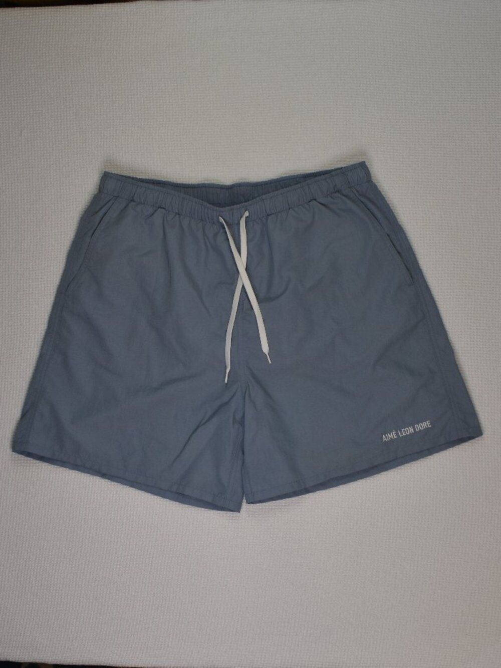 Aime Leon Dore Mens Nylon Swim Shorts Slate Blue Mesh Lined Trunks Large